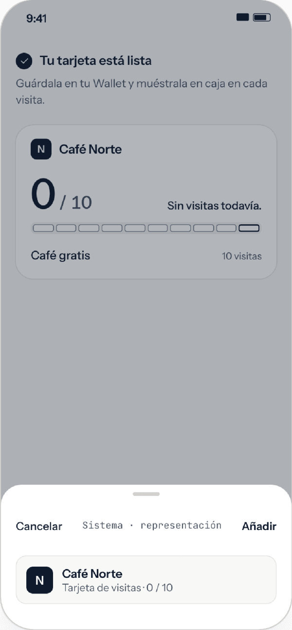 Añadir a Wallet · representación