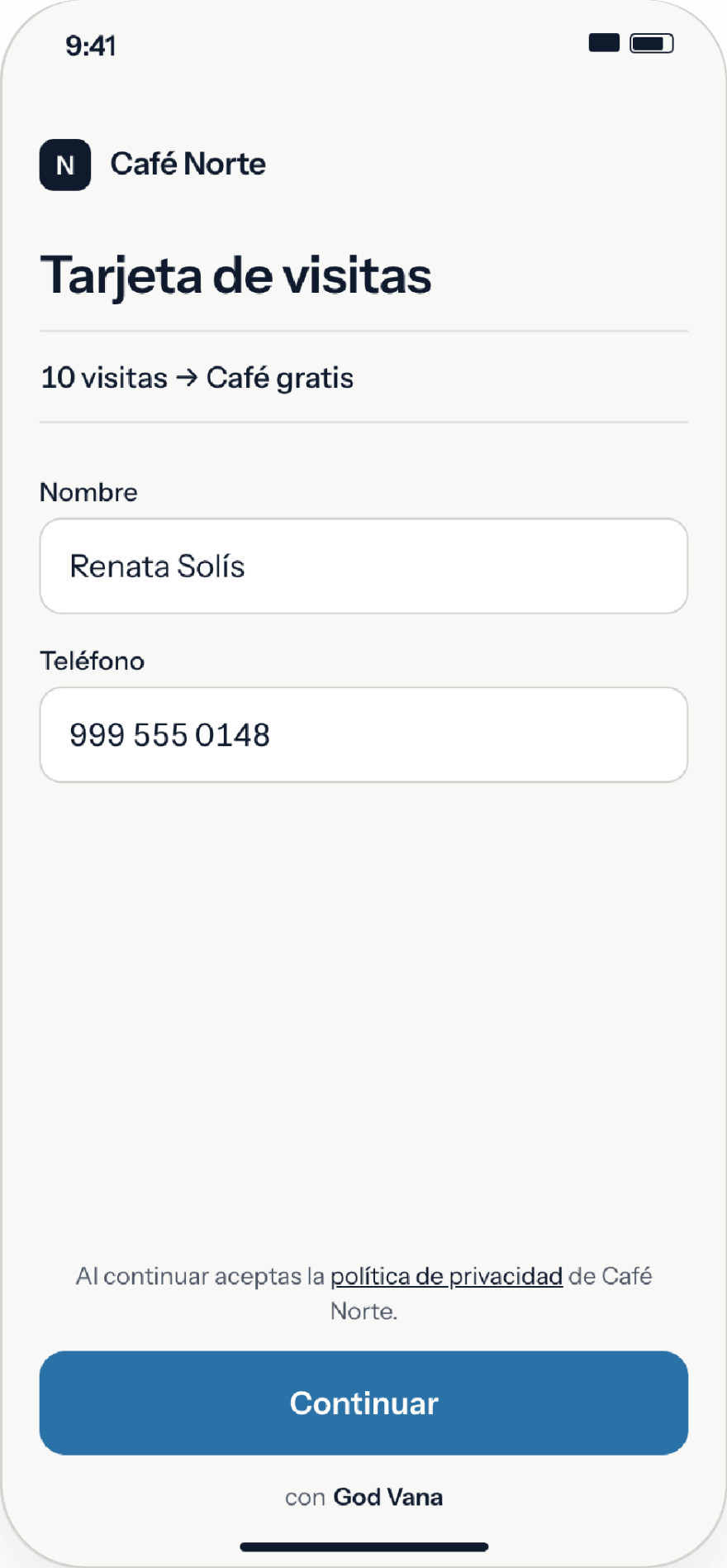 Cliente: registro web